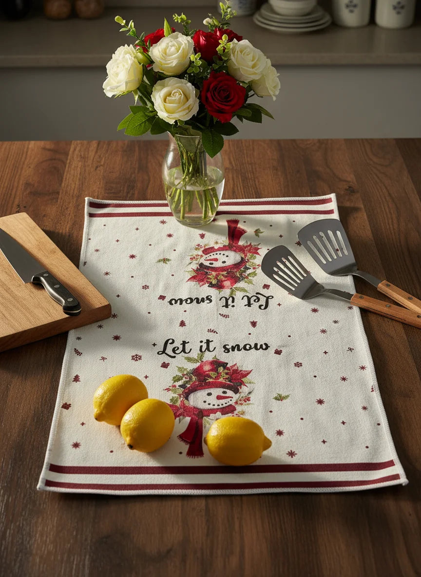 5Pcs Christmas Kitchen Towels and Dishcloth Absorbent Santa Snowman Truck Hand Dish Tea Towel Winter Holiday Decoration for Xmas