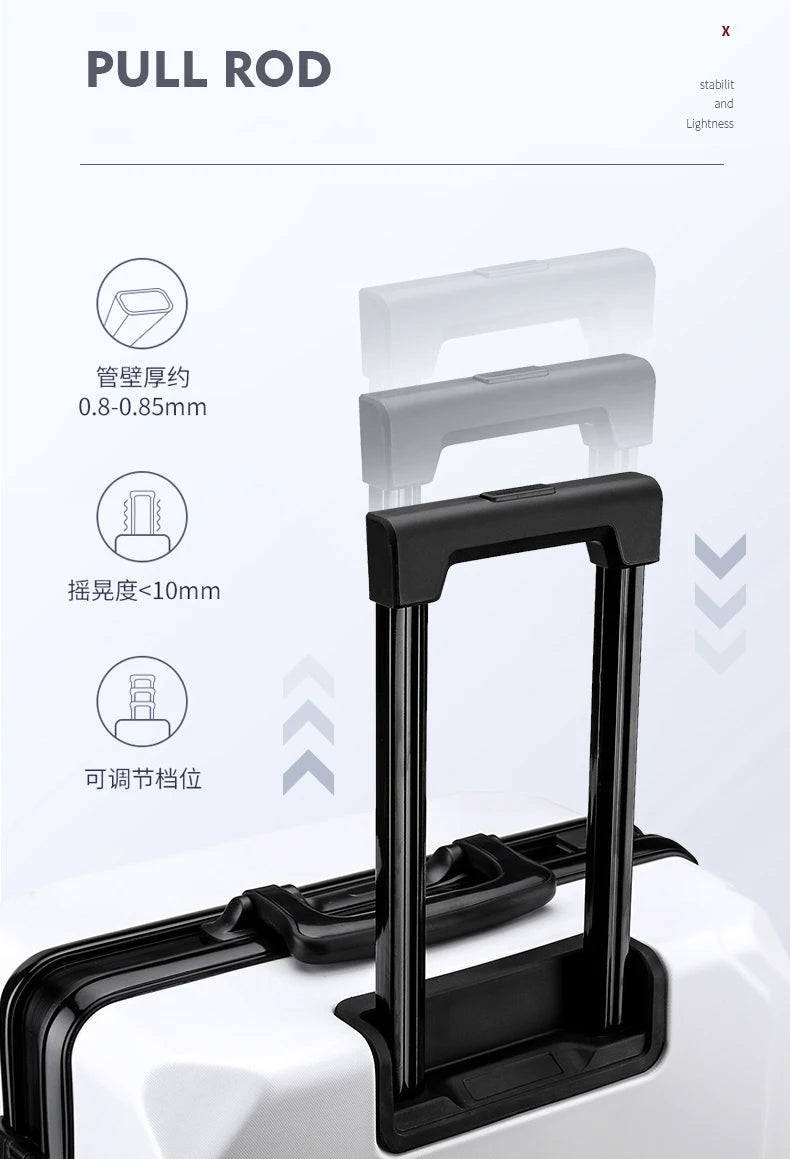 Fashion rolling luggage aluminum frame USB charging trolley suitcase 20/24/26/28 inch students password travel luggage