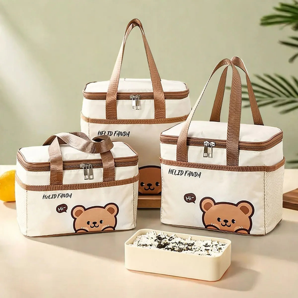 WORTHBUY Cute Thermal Lunch Box Bag Student Portable Large Capacity Insulated Lunch Bag Waterproof Reusable Picnic Cooler Bag