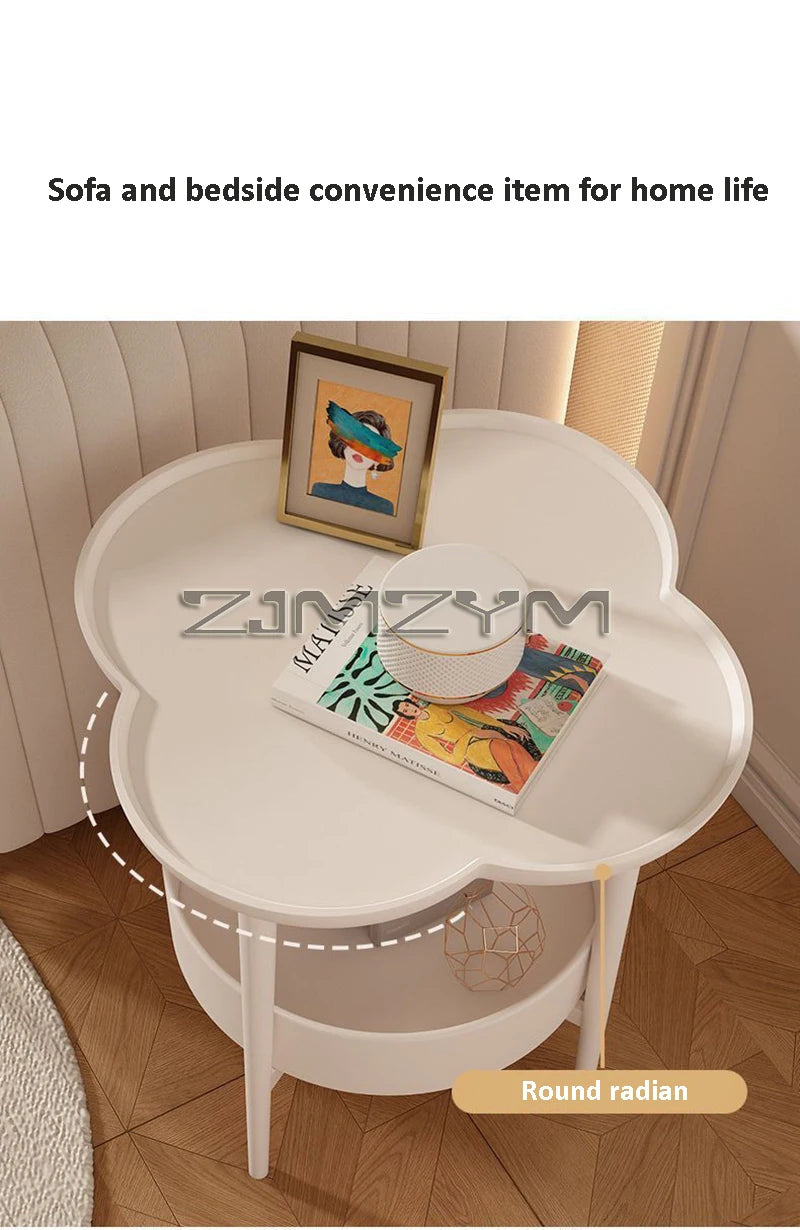 Bedside Table Cream Style Table Four Leaf Modern Minimalist Bedroom Sofa Side Cabinet Storage Table Small Coffee Table