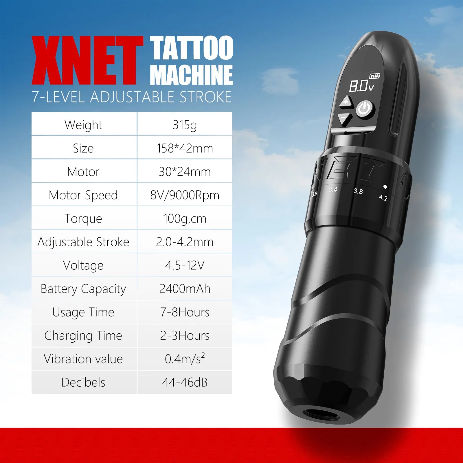 XNET F2 Wirless Tattoo Machine Pen 2.0-4.2mm Adjustable Stroke With Powerful Custom Motor for Makeup Microplasty Pen For Tattoo