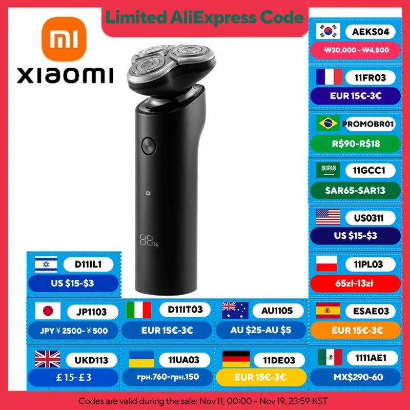 XIAOMI MIJIA S500 Electric Shaver Clipper Triple Blade Trimmer For Men Dry Wet Shaving Washable Beard Hair Cutting Machine Razor