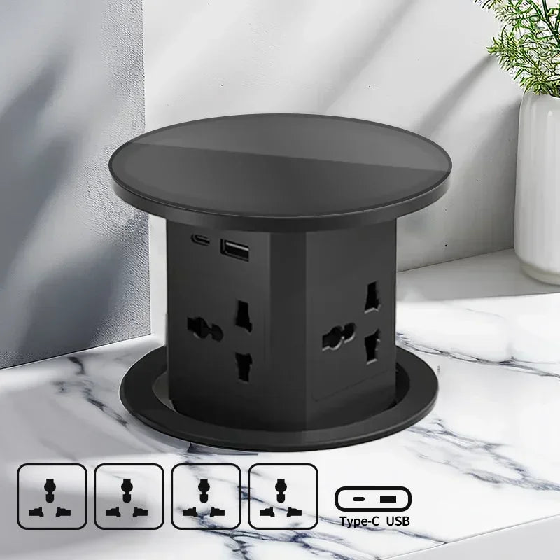 Lifting Desk Power Automatic Pop Up Elevator Socket Tower Socket US UK AU UN Plug Adapter USB Type-c Wireless Charge ,Hidden