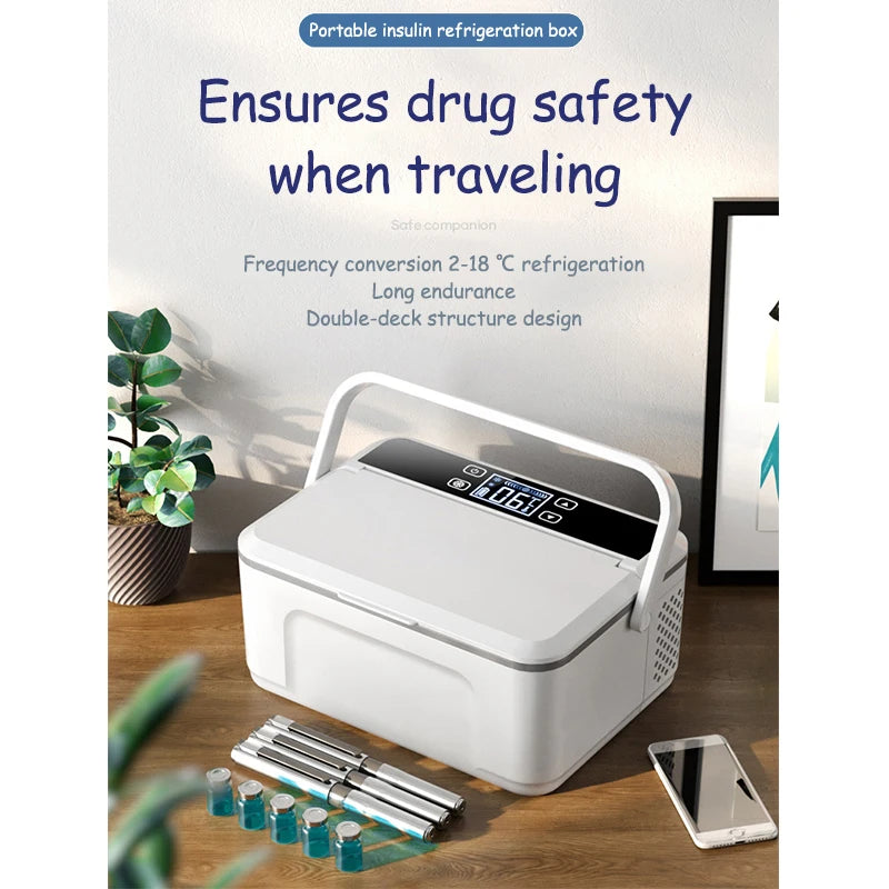 Portable Double-deck Insulin Refrigeration Box Car Mounted Household Travel Small Rechargeable Medicine Refrigeration Cold Tool