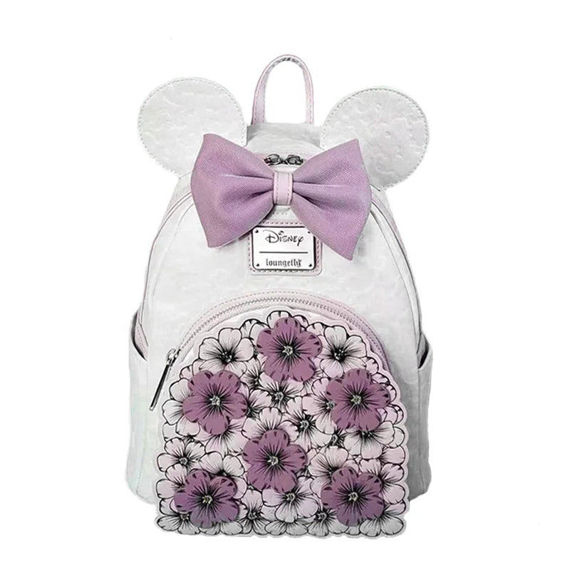 PU Leather Women Backpack Stitch Cartoon Chocolate Mickey Peter and Wendy Star Sky Students Brand Backpack Waterproof Bag