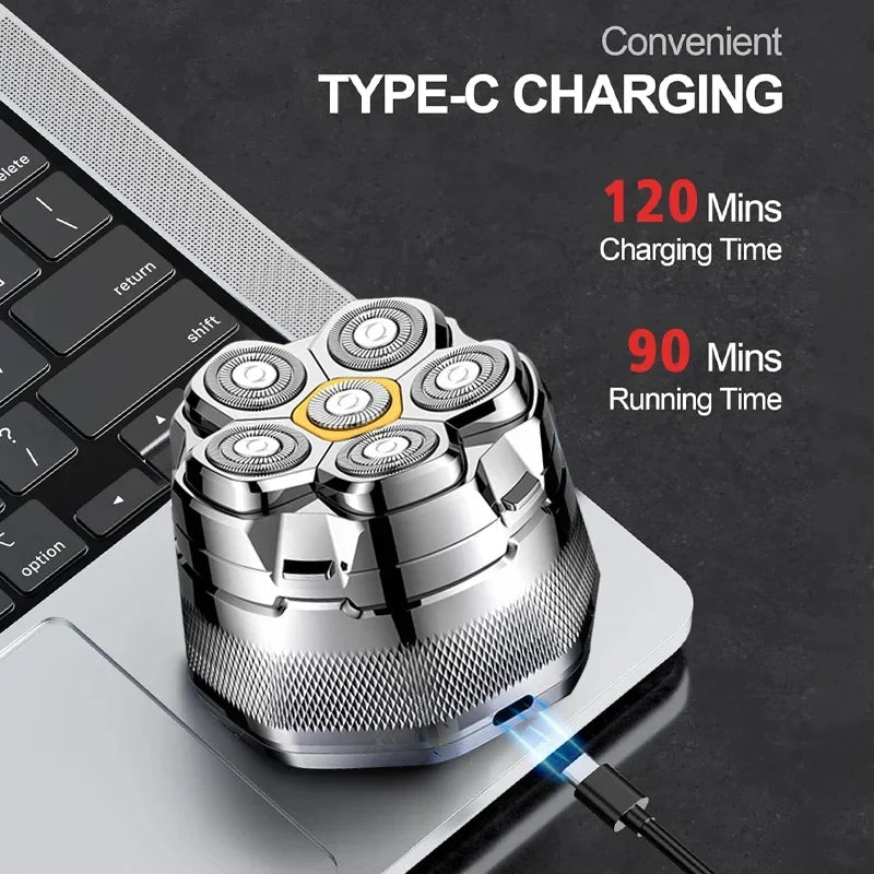 Tinsol Titanium Electric Head Shaver for Bald Men 6D Magnetic Razor Hair Trimmer Rechargeable LED Waterproof Face Hair Cutting