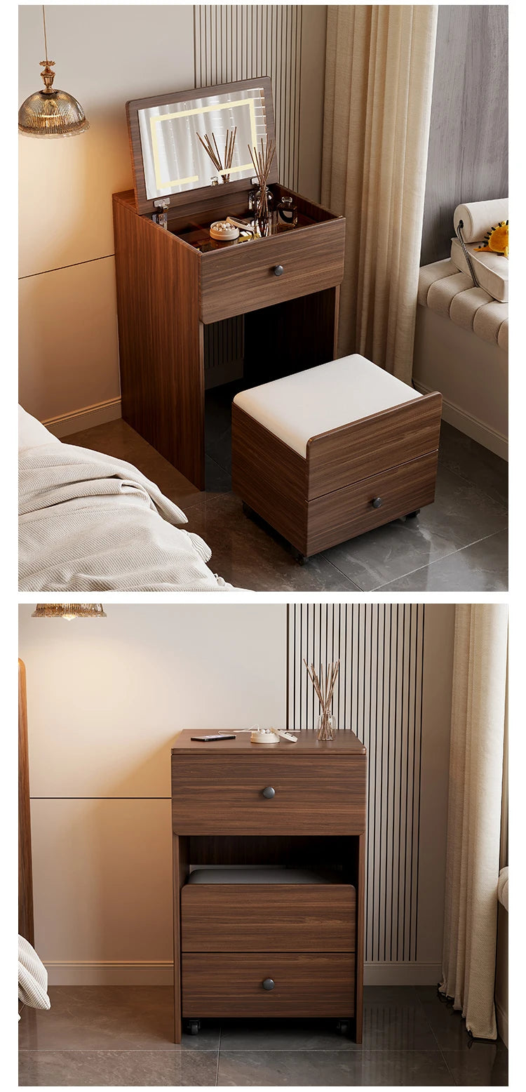 Multifunctional Narrow Nightstands With Drawers Storage Vintage Mid Century Nightstands Classic Elegant Criado Mudo Furniture