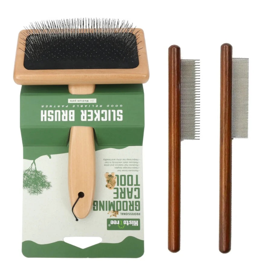 Cat Comb Stainless Steel Pet Hair Remover Wooden Handle Cat Hair Comb Pet Grooming Massage Dog Brush Cleaning Tool Pets Supplies