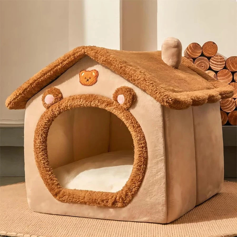 Foldable Pet House Removable Washable Cat House Puppy Cave Sofa Pet Bed House for Extra Small Dogs and Small Medium Cats Winter