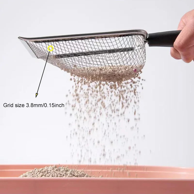 2X2mm Fine Pores Cat Sand Shovel Pet Supplies Stainless Steel Shovel Applicable Small Cat Litter Pet Feces Clean Filter Shovel