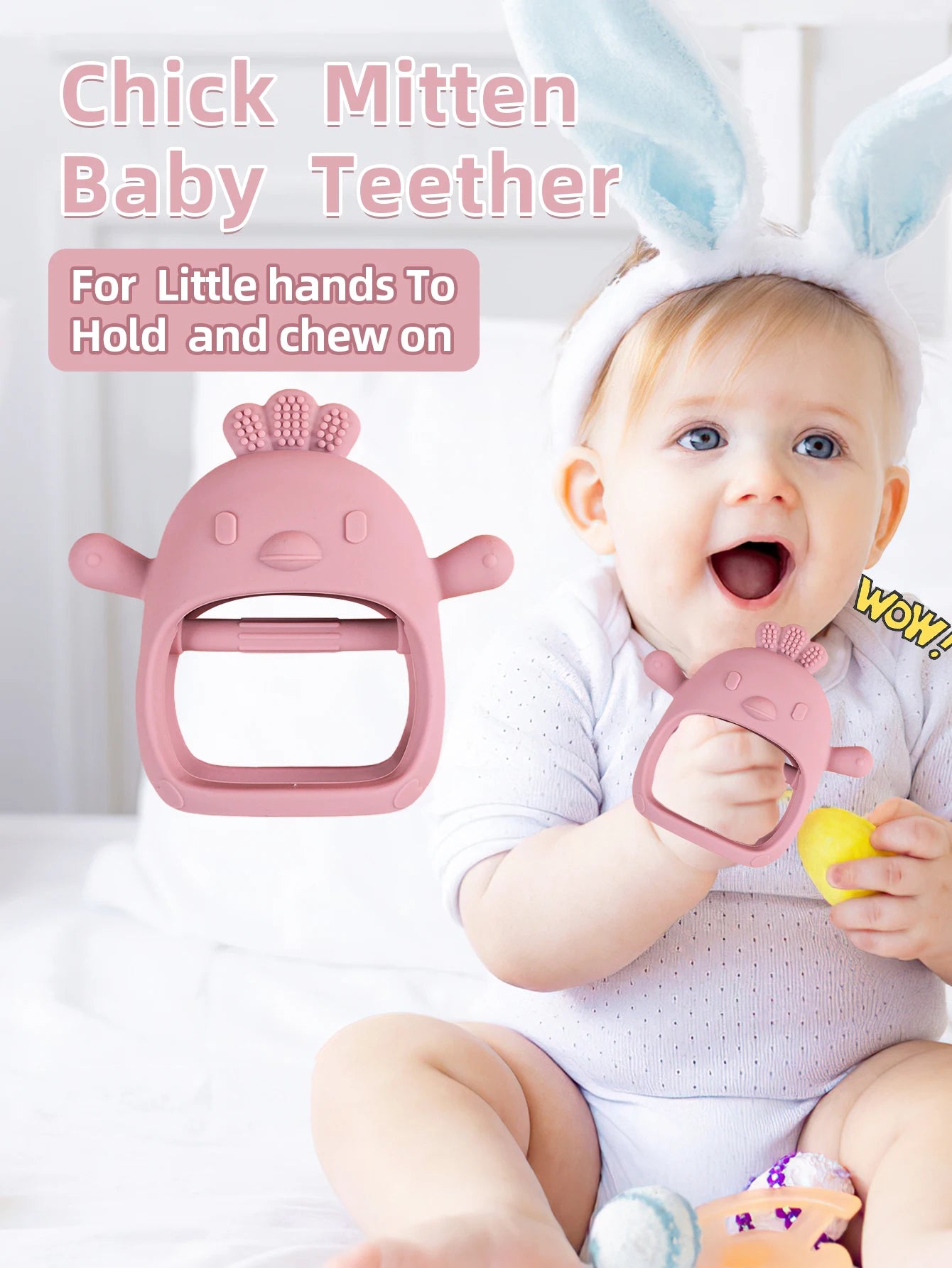 Baby Teether Chick Gloves Teether Silicone Anti-eating Hand Molar Stick Massage Gums Baby Anti-biting Teether Baby Accessories