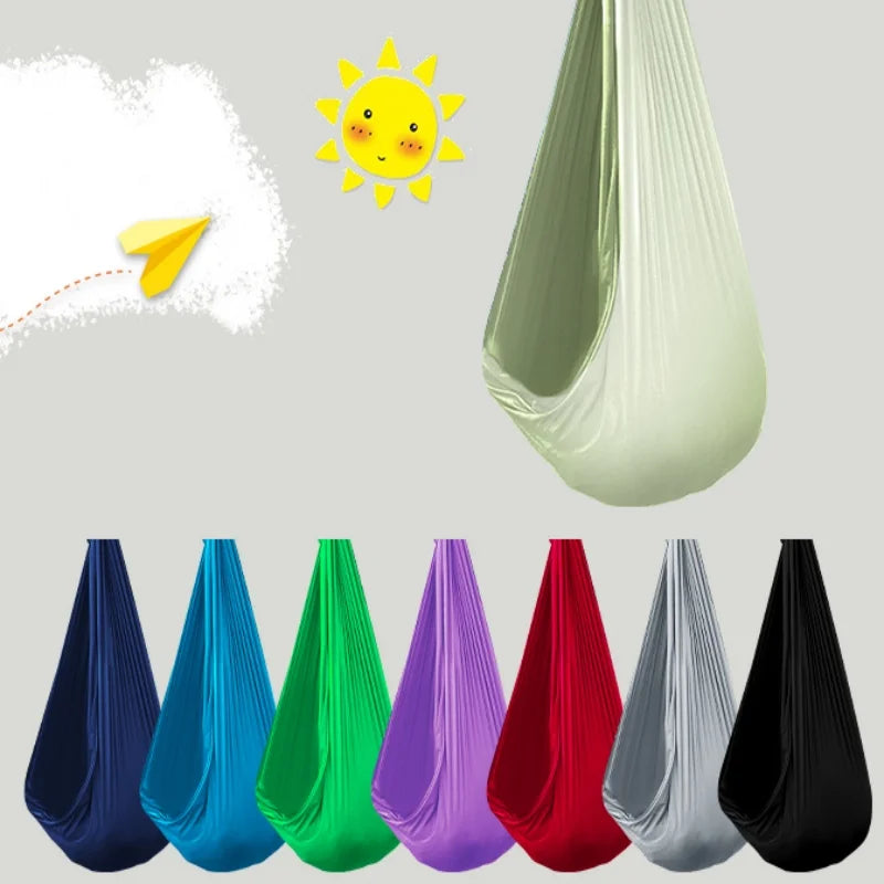 1.5*2.8m Elastic Swing Hammock Indoor and Outdoor (Including Fixing Hardware) Elastic Swing Adjustable Aerial Yoga Adult Healing Hammock Swing Set, Elastic Fabric Hammock. Embrace the Swing, a Hanging Swing Hammock, Suitable