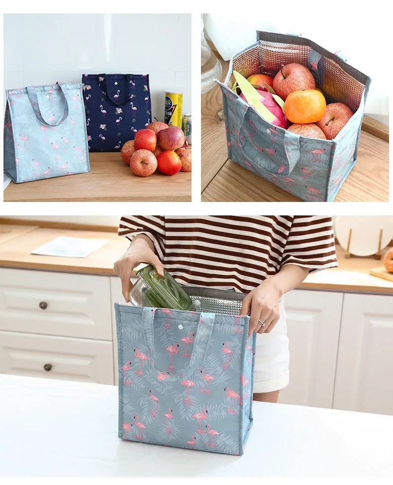 Waterproof Foldable Handheld Lunch Insulated Bag, Aluminum Foil Insulated Large-capacity Storage Lunch Box, Bento Bag