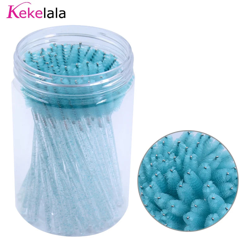 50Pcs/Bottle Eyelash Extension Brushes With Container Eyebrow  Eye Lash Mascara Wands Spoolies In Case Wholesale