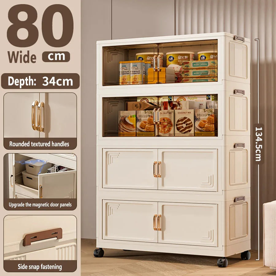 45/55/65cm Length Multifunction Storage Cabinet Large Capacity Foldable Easy-to-Install Storage Box Dustproof Wardrobe