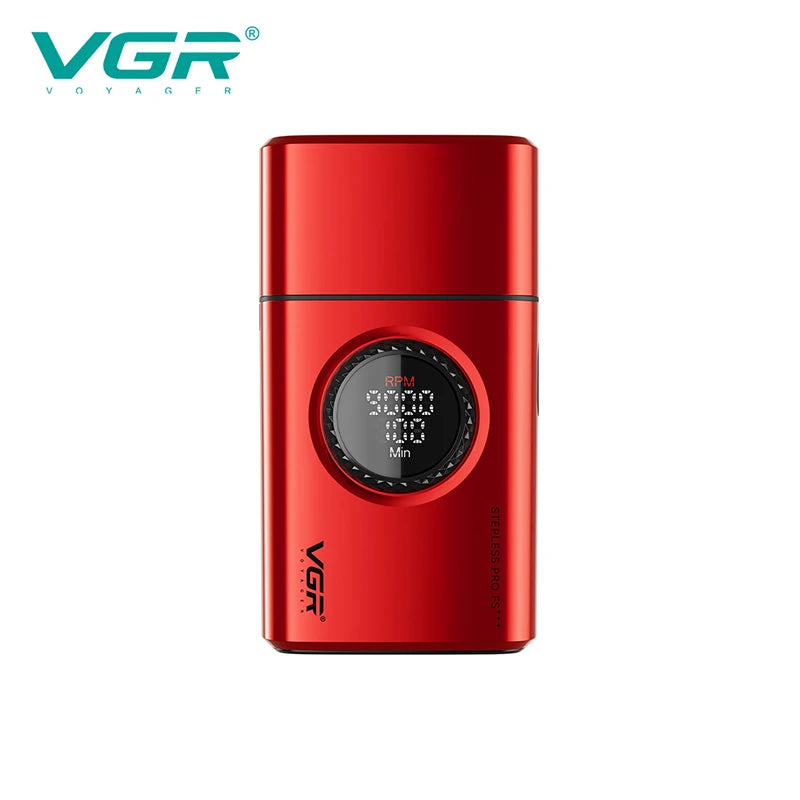 VGR high-end men's shaver alloy reciprocating three blade shaver LED intelligent digital display 9000 speed hair trimmer V-378