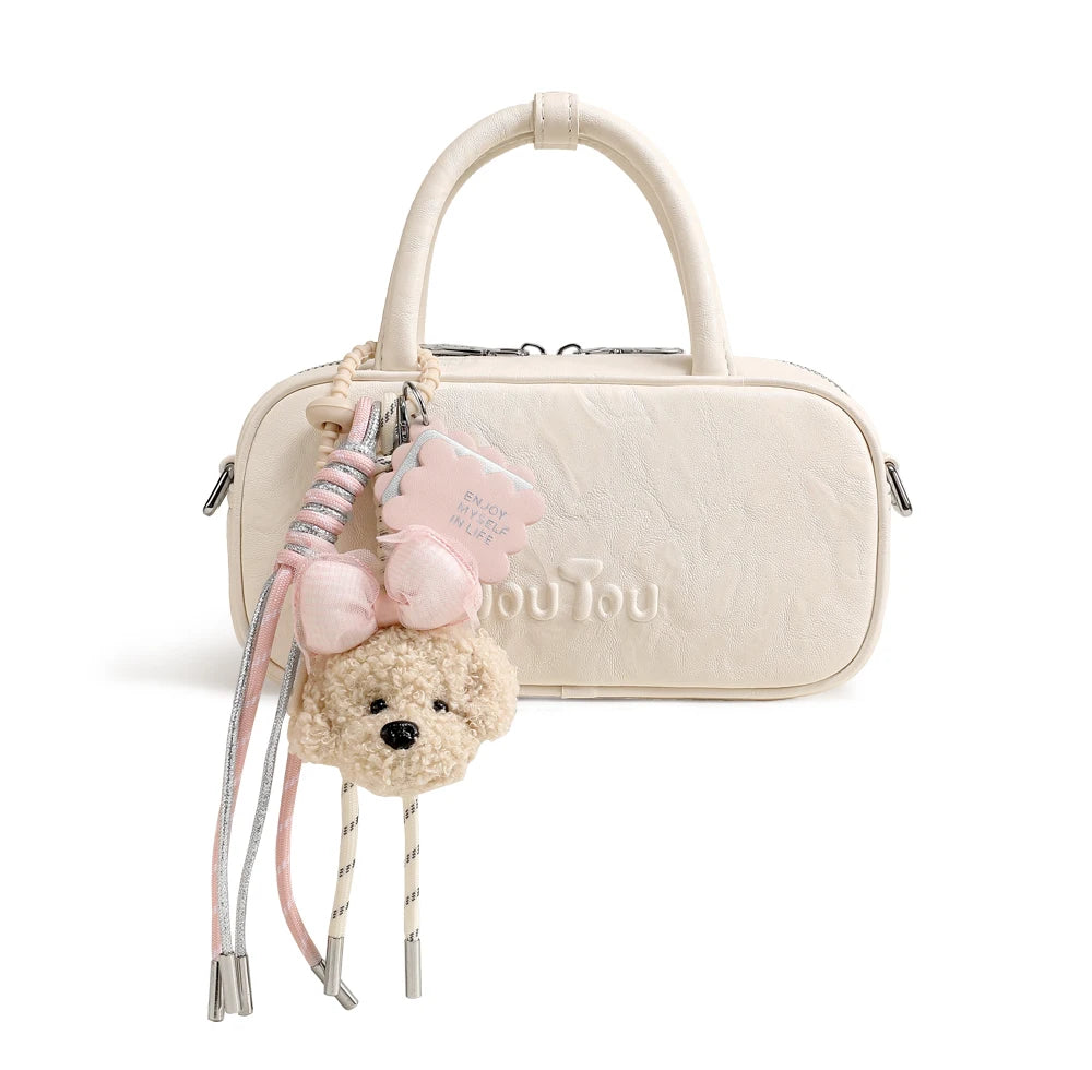 TOUTOU Boston Bowling Bag Imitation Plant Tanning Autumn Shoulder Handheld Crossbody Mini Purse for Women Teacher Christmas Gift