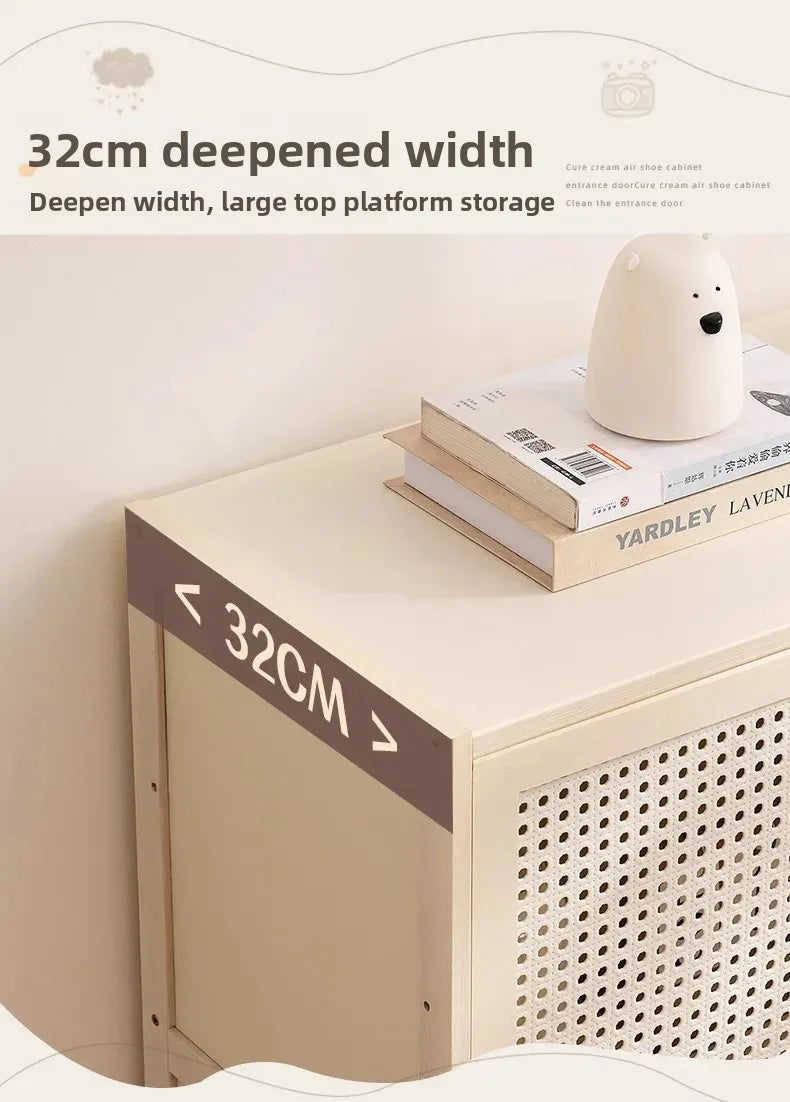 White Living Room Floor Cabinet for Tatami Bay Window Storage Cabinet Multifunctional Balcony Organizer Space-Saving Cupboard