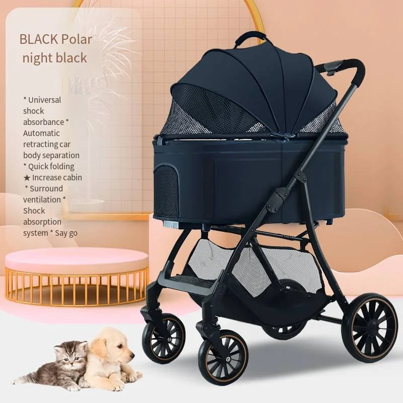 2025 Pet Stroller for Dogs and Cats Going Out, Detachable and Foldable, Lightweight Small Cart for Walking Dogs and Walking Cats
