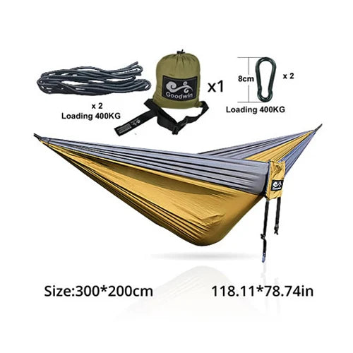 300X200CM Double Person Outdoor Garden Camping Hammock Lightweight Parachute Nylon Travel Hiking Swing Hang Sleeping Bed