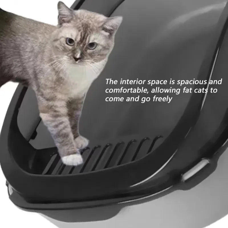 Cat Litter Box Large Capacity Semi-closed Plastic Anti-Splash Cats Toilet Bedpan Big Oversized Cat Tray Bedpan Cat Toilet Bowl