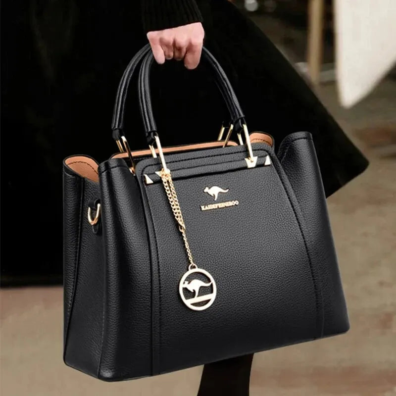Fashion Women Soft PU Leather Handle Handbag Designer Shoulder Crossbody Bag Ladies Large Capacity Shopping Messenger Tote Bag