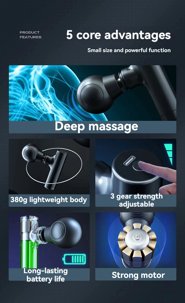 2025 New Mini Massage Gun USB Portable Muscle Relaxation Vibrating Fitness Equipment for Neck Back Shoulder Pain Relief