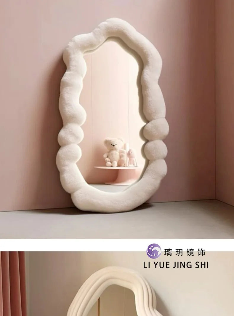 Modern Ornament Mirror Aesthetic Irregular Women Kawaii Design Mirror Standing Dorm Espejos Decorativos Home Accessories