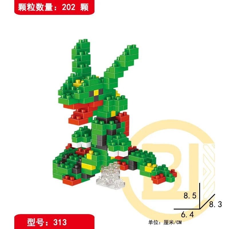 DIY Pokemon Blocks Small Cartoon Mini Building Block Pikachu Charizard Eevee Mewtwo Anime Assemble Action Model Dolls Toys