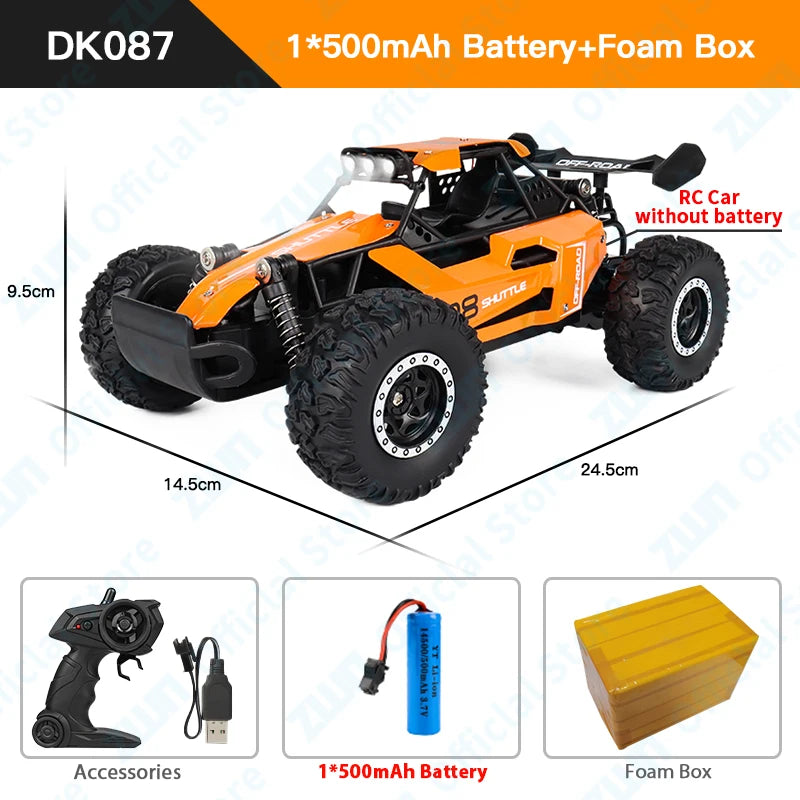 ZWN 1:16/1:20 2.4G Model RC Car With LED Light 2WD Off-road Remote Control Climbing Vehicle Outdoor Cars Toy Gifts for Kids