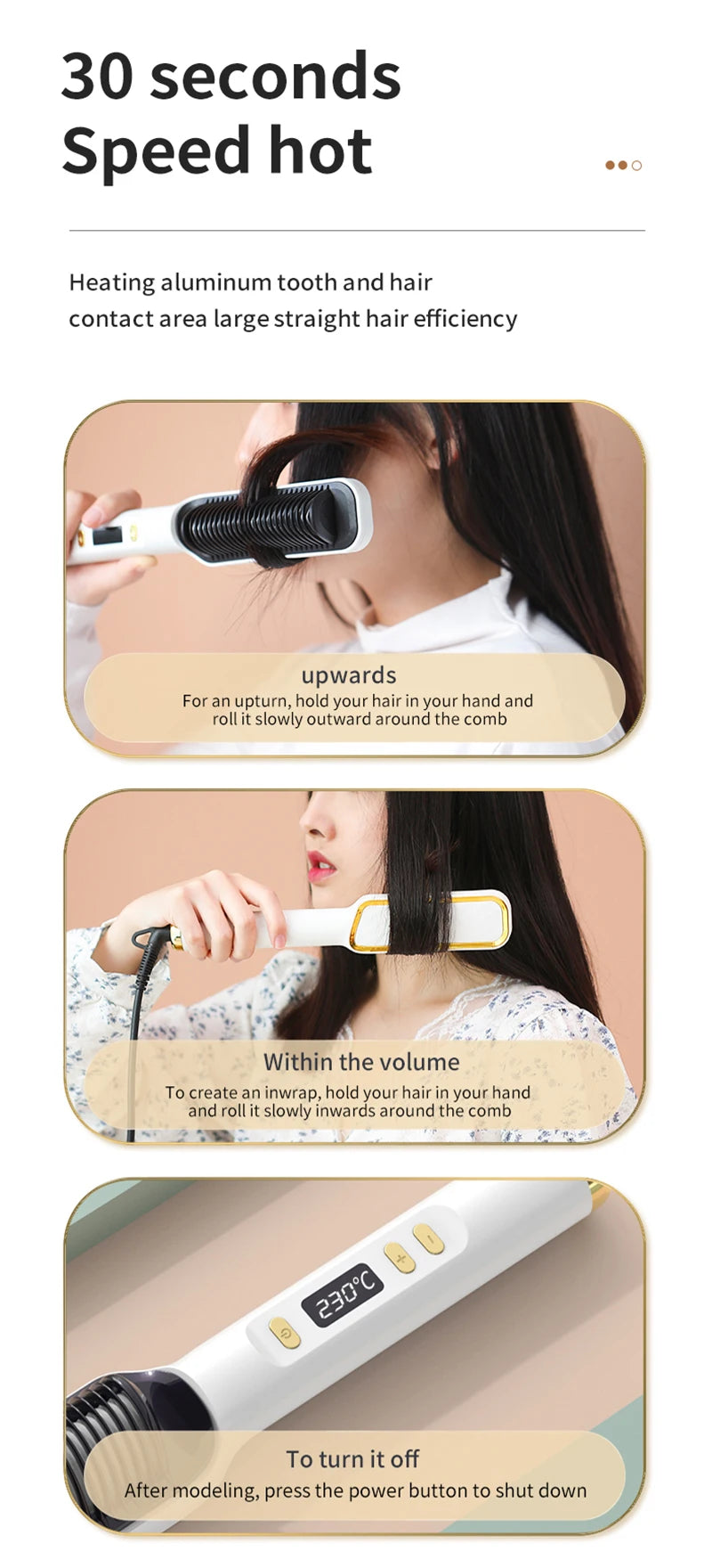 Electric Heating Straight Comb Double Use LCD Electric Hair Straightener Curler Anti-Scalding Styling Tool Straightening Brush