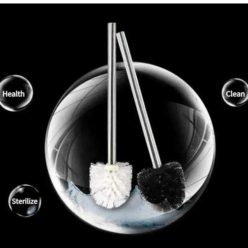 Stainless Steel Handle Japanese Minimalist Toilet Brush 1/2pcs Premium Brush Head Special Bathroom Cleaning Tool