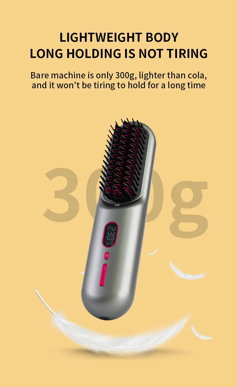 Household Wireless Portable Digital Negative Ion Straight Hair Comb TYPE-C Charging Roll Dual Purpose Straight Comb