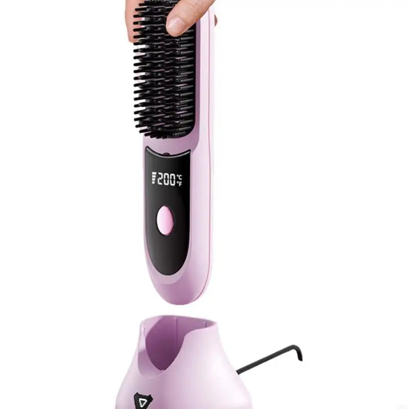 G8TC Cordless Hair Straightener Brush Fast Heating 3 Gear Adjustable Temperature USB Rechargeable Hair Straightening Comb
