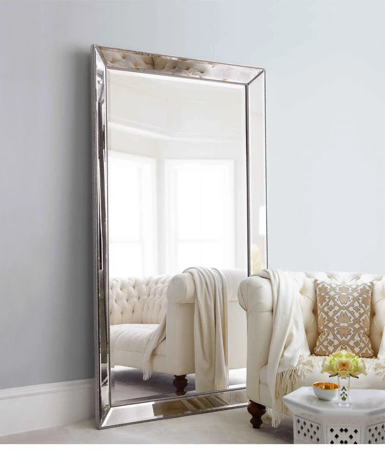 Full Length French Style Mirror Decoration Wall Living Room Aesthetic Mirror Luxury Vintage Floor Standing Espelho Accessories