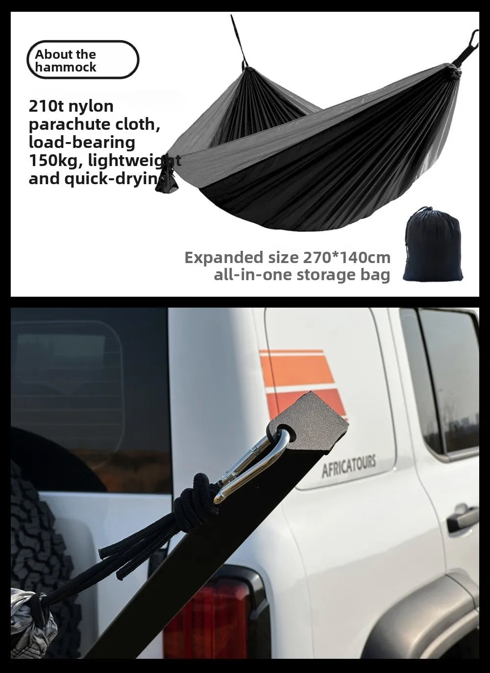 Universal Car Hammock Stand - Adjustable & Foldable Vehicle Mount Kit W/ Parachute Bed, Fits All Cars & SUVs