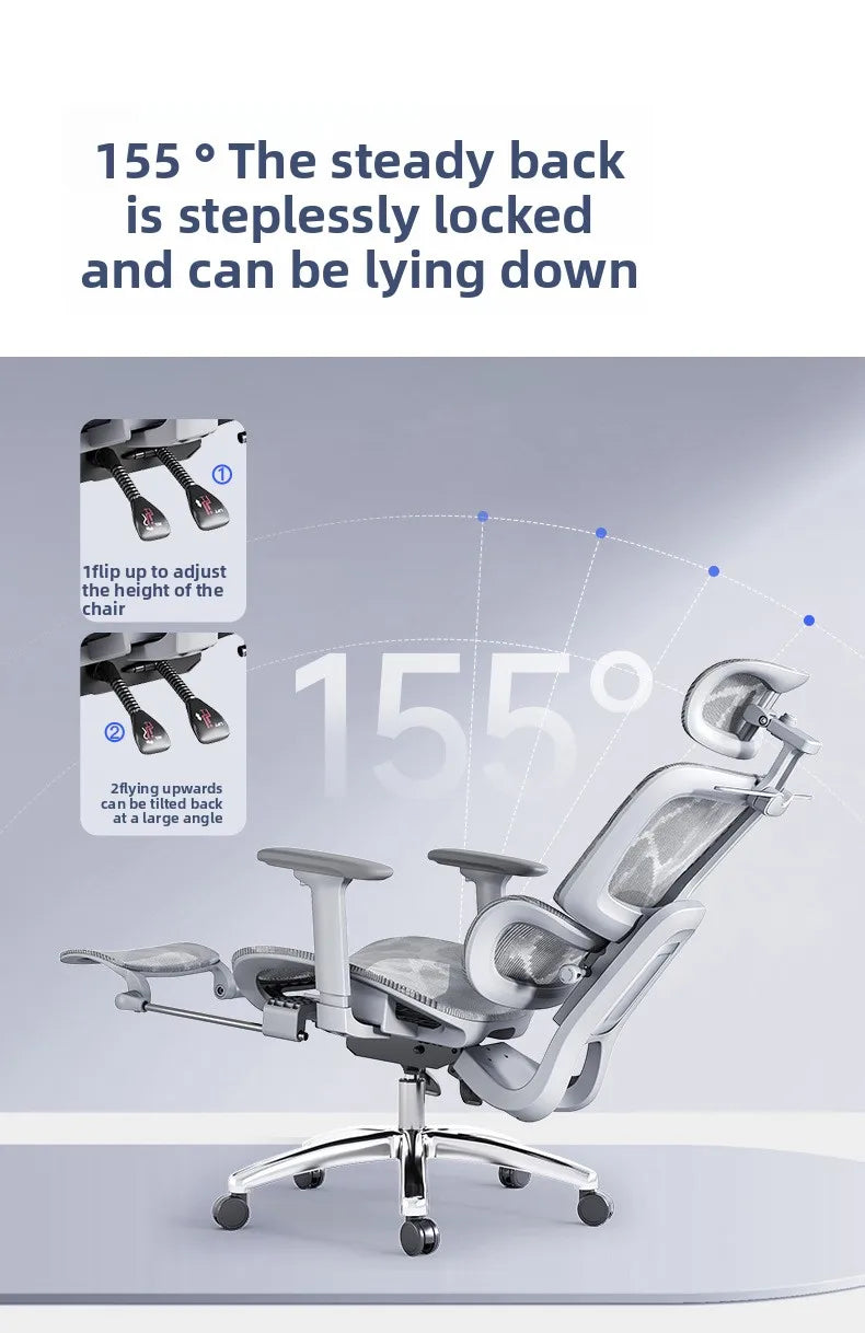 Ergonomic Computer Chair, Reclining Office Swivel Chair, Nylon Feet Four-Level Gas Rod