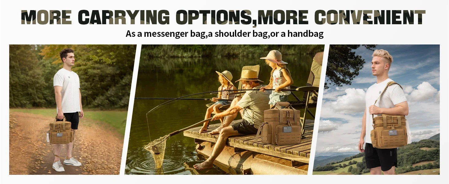 18L Tactical Lunch Box for Men Expandable Heavy Duty Insulated Cooler Bag Leakproof Thermal Bag Work Camping Outdoor Picnic