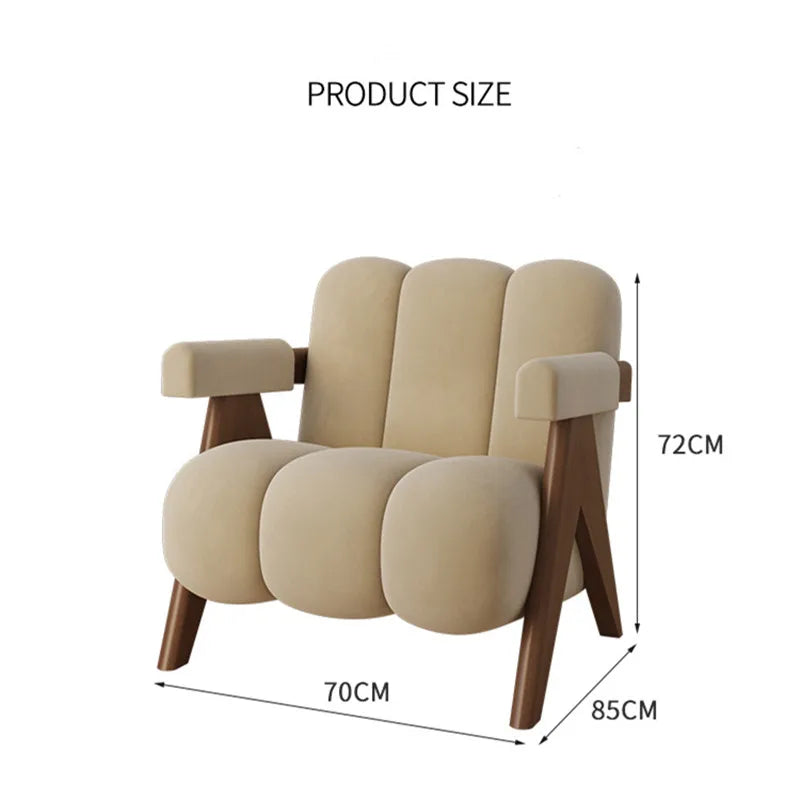 Home Balcony Nordic Wood Living Room Chairs Modern Living Room Sofas Single Leisure Back Armchair Fabric Sofa Chair Furniture