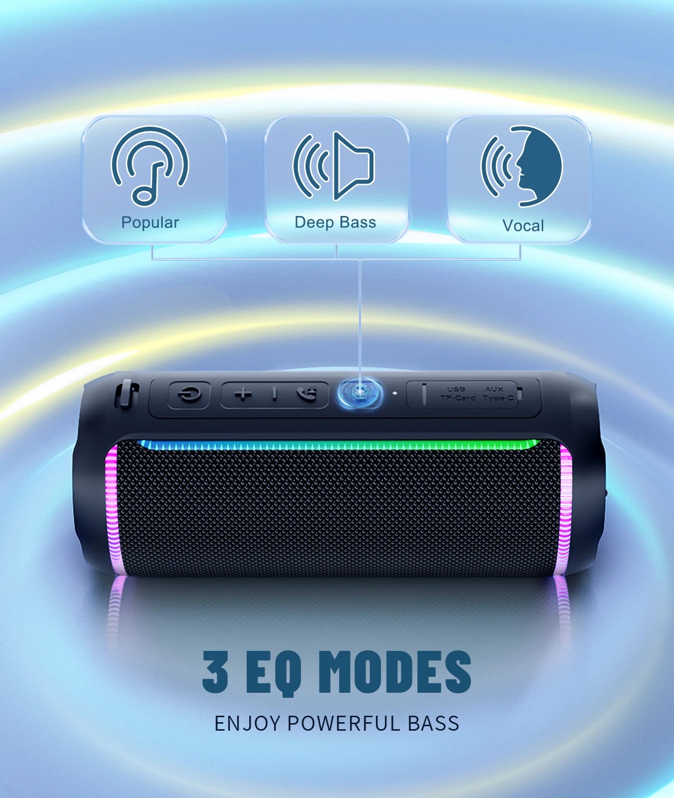 Ortizan X30 Portable Bluetooth Speaker Bluetooth 5.3 Wireless Speaker with 40W HD Loud Stereo Sound and RGB Colorful Lights AUX