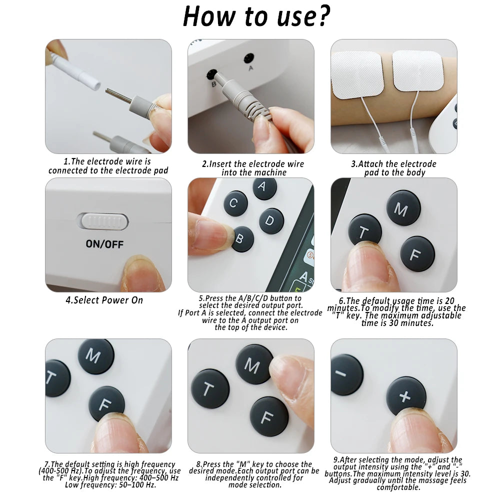 EMS Electric Muscle Stimulator Tens Unit Electrostimulator Pulse Physiotherapy Massager Rechargeable Health Care Relax Device