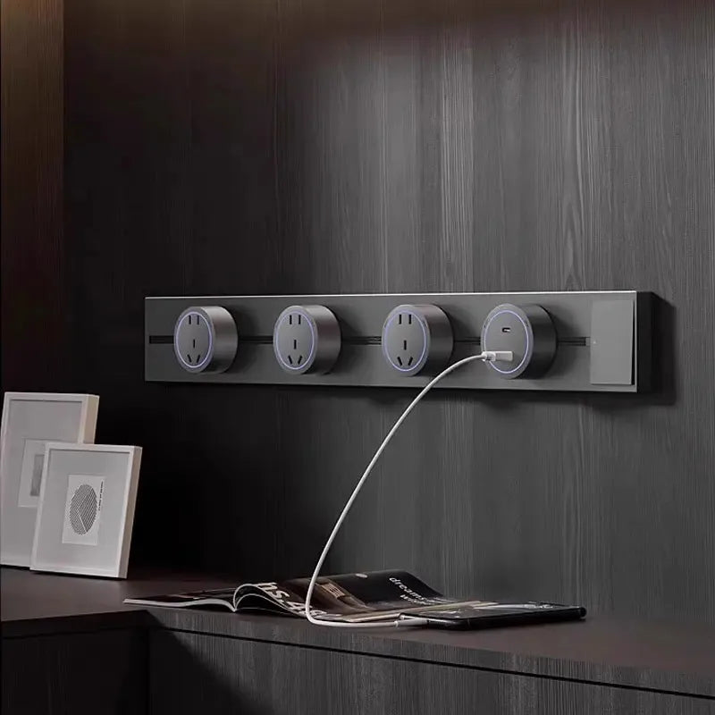 Track Socket Wall Power Rail Movable Sockets High End Home Appliance Power 8000W EU US UK Standard USB Type c Ports ﻿ 40cm 50cm