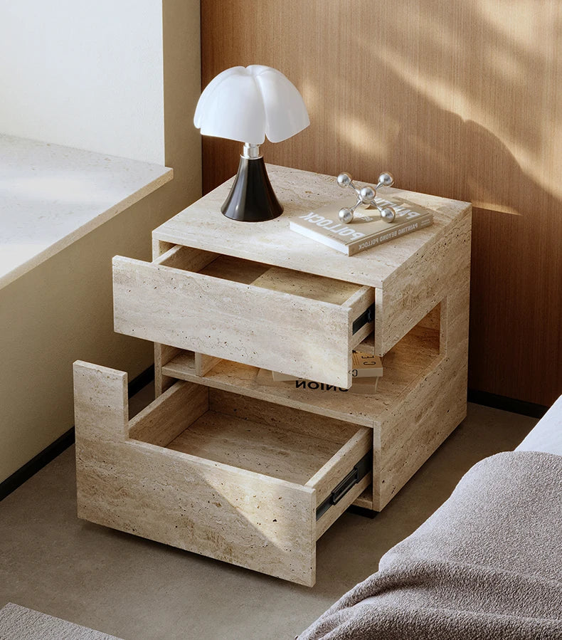 Wabi Sabi Minimalist Nightstands Rectangle Trendy Premium Glam Nightstands Bedroom Hidden Storage Mesilla De Noche Furniture
