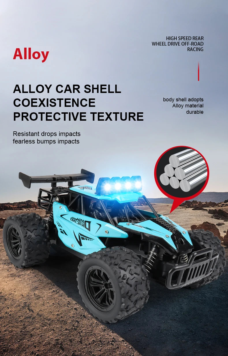 ZWN 1:16 2.4Gh Model RC Car With LED Lights 2WD Off-road Remote Control Climbing Vehicle Outdoor Cars Toys for Boys Girls Gifts