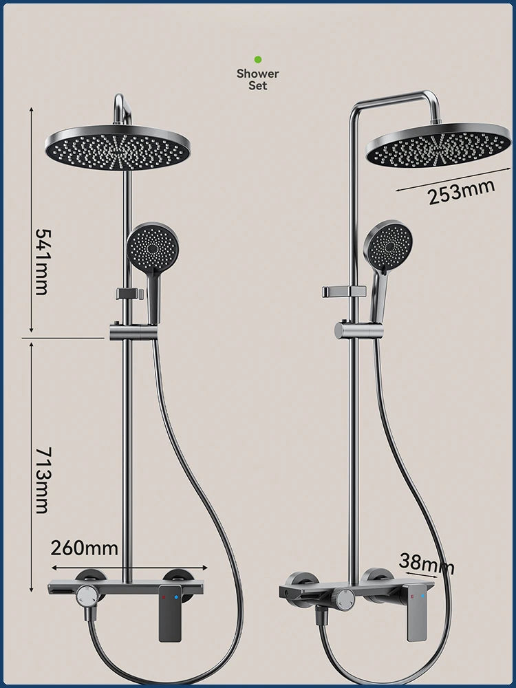 Knob Type Three Ways Water Outlet Sunflower Shower System Wall Mounted Bathroom Shower Faucet Set Rainlfall Bathroom Shower Set