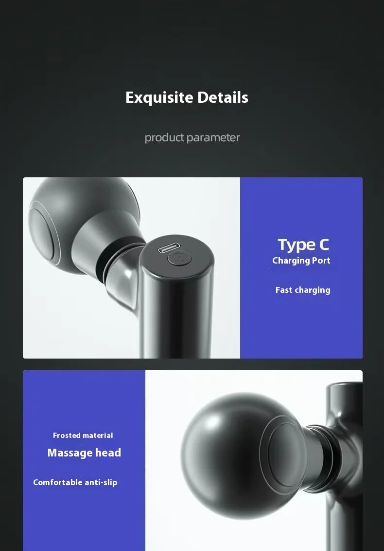 Mini Massage Massage LCD Screen 6 Heads Gun Muscle Massager Portable Electric Fascia Gun for Neck Foot Body Fascia Gun