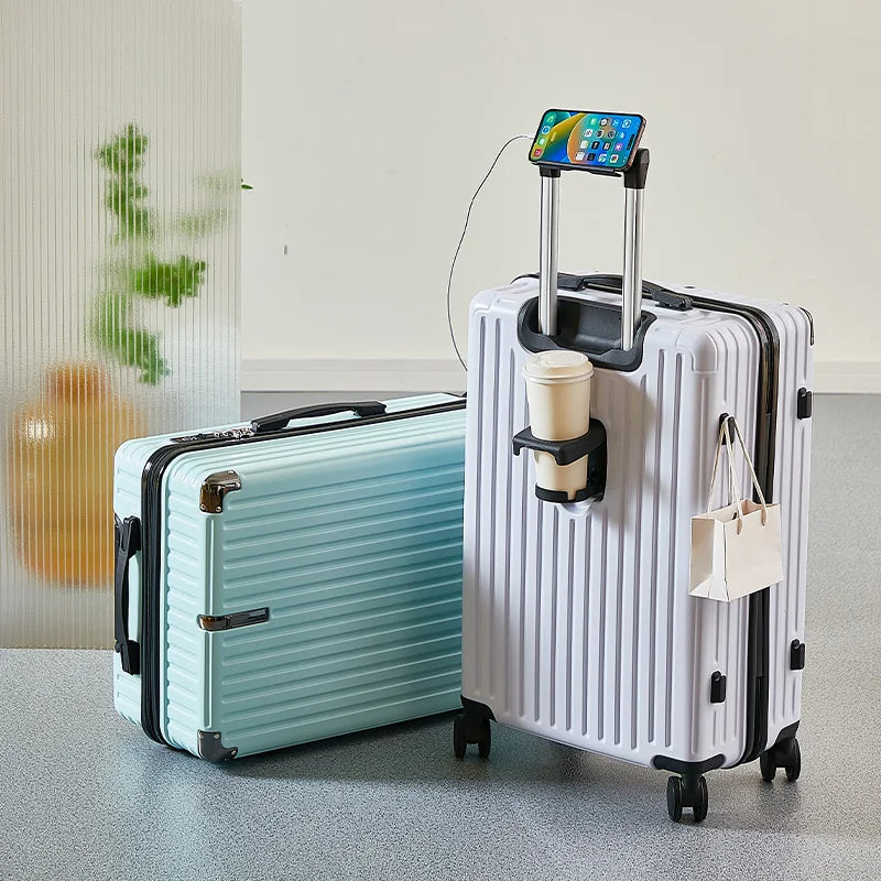 Large Capacity Medium Travel Luggage Bag 20-26 Inch Rolling Bag with Cup Holder And Phone Stand for Easy Carry-On Travel