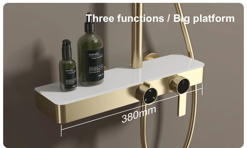 VGX Gold Shower System Set Bathroom Shower Faucet Set 3-way Rainfall Shower Set Shower Mixer Crane with Hand Shower Set Grey