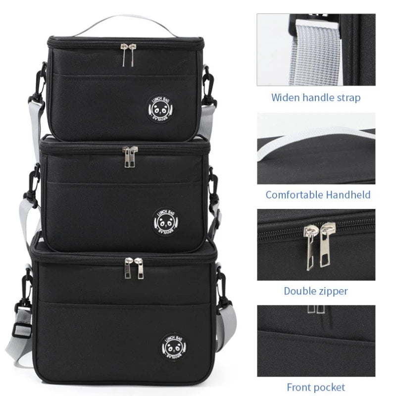 Capacity hand-held with shoulder strap insulated bag, lunch box bag, student thickened waterproof lunch bag.