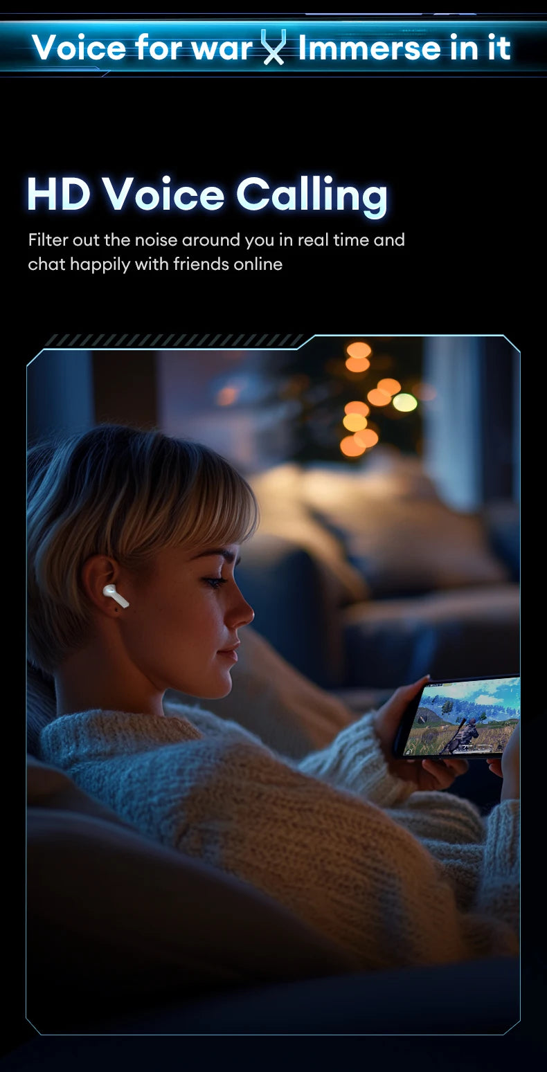 New Lenovo XT53 Wireless Bluetooth 5.4 Earphones LED Digital Display Waterproof Earbuds Noise Cancelling Gaming Headset